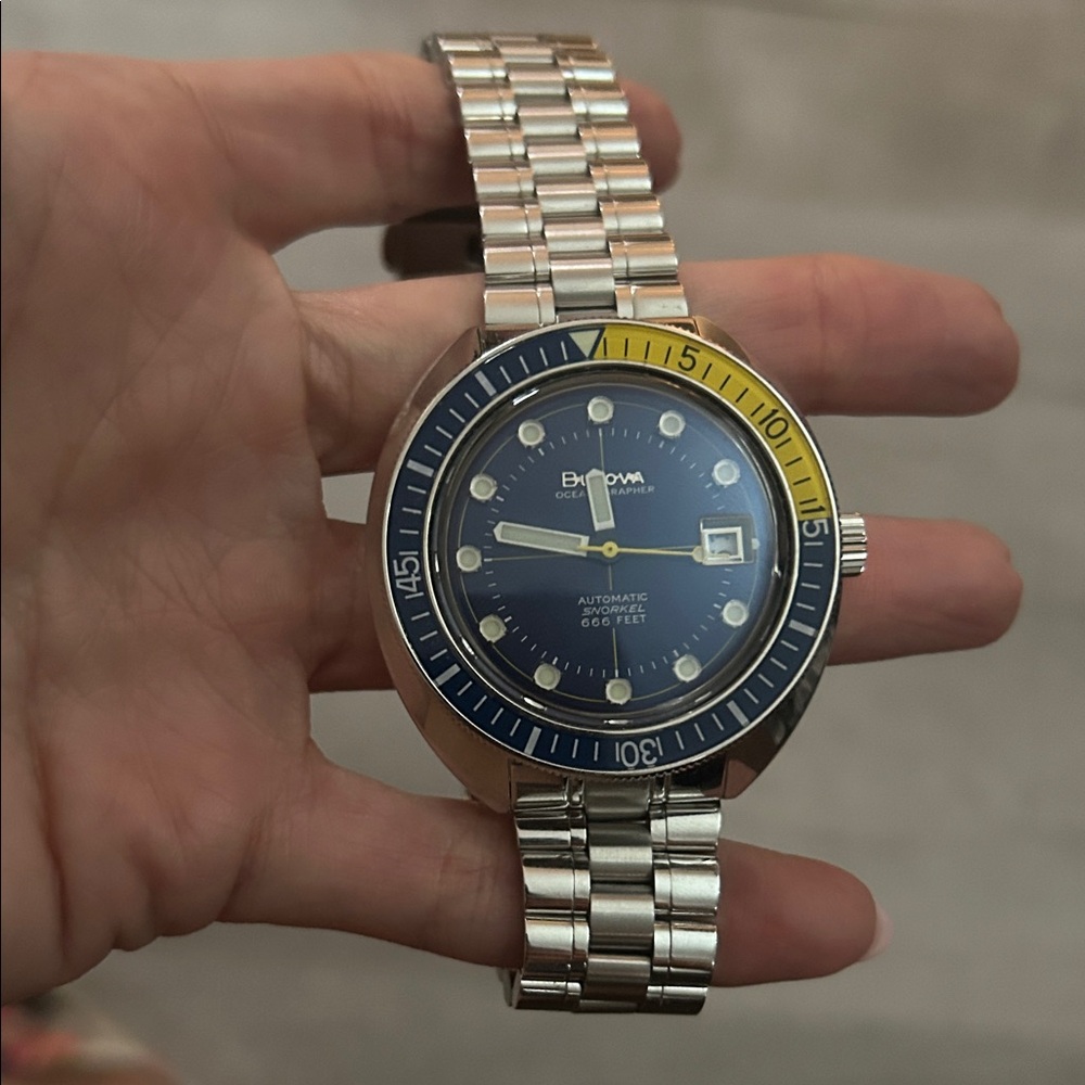 SOLD Bulova Automatic Oceanographer Watch with Silver Bracelet